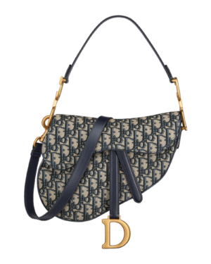 Photoroom_007_20240621_230751.png Dior bolso saddle clásico bordado azul, patron tejido diagonal con dije dorado