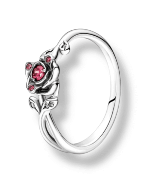 Pandora Anillo Princesa Bella Plateado con rosa roja