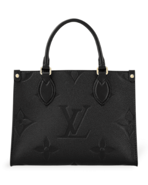 Louis vuitton bolso tote in the go negro pm, monograma grabado en relieve