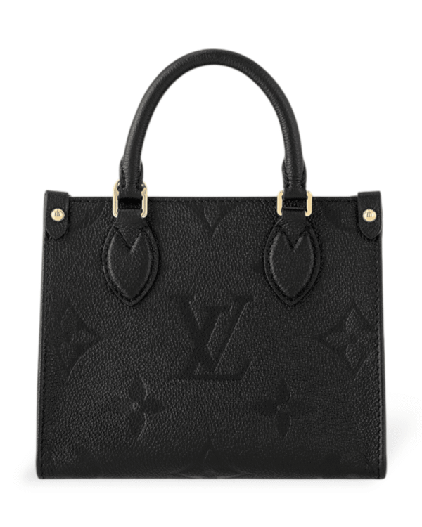 Louis vuitton bolso tote in the go negro bb, monograma grabado en relieve