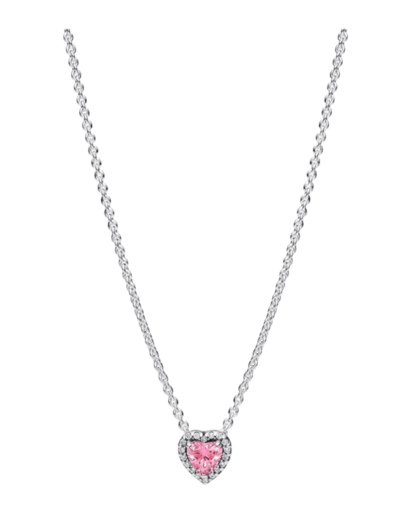 Pandora Collar Corazón Rosa con halo blanco