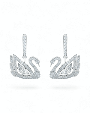 Aros  Cisne Danzantes Plateados  – Swarovski