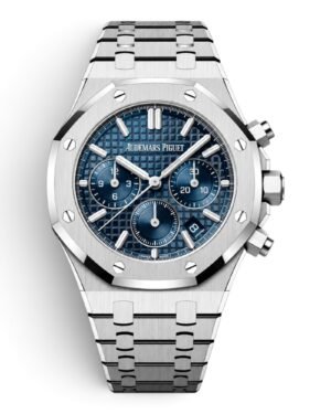 Audemars Piguet Royal Oak Cronógrafo Azul: esfera azul con cuadrículas y tres subesferas, bisel octogonal y pulsera integrada