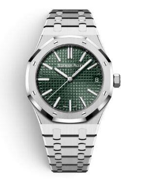 Audemars Piguet Royal Oak Selfwinding Verde: esfera verde con cuadrículas, bisel octogonal y pulsera integrada plateada