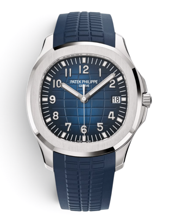Patek Philippe Aquanaut Azul: esfera azul con degradé y cuadrícula en relieve, y correa azul flexible con patrón