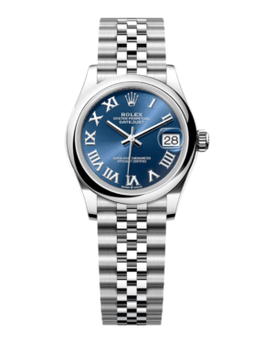 ROL18 Rolex Datejust 36 Azul: esfera azul con números romanos, bisel liso y pulsera Jubilee