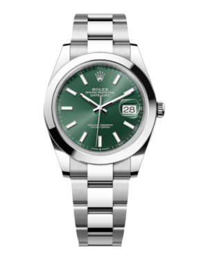 ROL1 Rolex Datejust 41 Verde: esfera verde con índices de barra y pulsera de tres eslabones