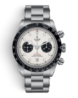 TUD8. Tudor Black Bay Panda: esfera blanca con dos subesferas negras y fecha a las 6, bisel negro con escala y pulsera de tres eslabones
