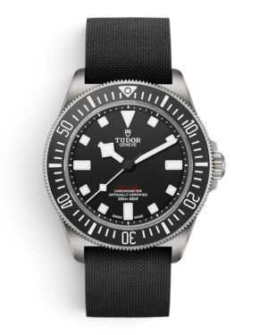 TUD11 Tudor Pelagos FXD Negro: esfera negra con marcas blancas, bisel negro estriado y correa negra de textura tejida