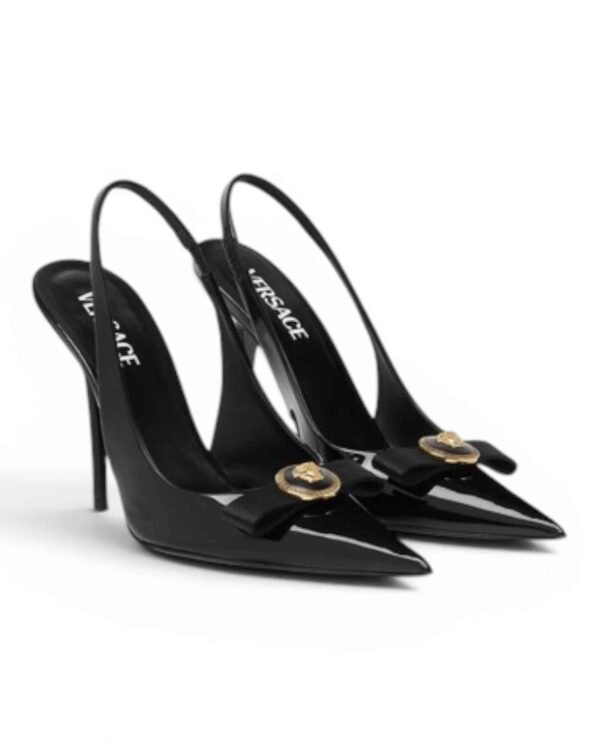Versace Zapatos Tacón Gianni Ribbon Negro Slingback - vista 2
