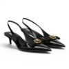 Versace Zapatos Tacón Gianni Ribbon Negro Slingback - Santos Vicios