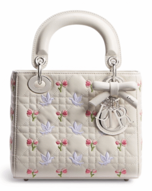 IMG_7417.png Dior Bolso Mini Lady Dior Blanco Palomas y Rosas - Santos Vicios