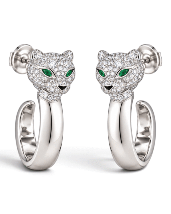 Cartier Aros Argolla Panthère Pavé Plateado