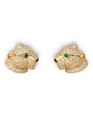 Cartier Aros Botón Panthère Pavé Dorado