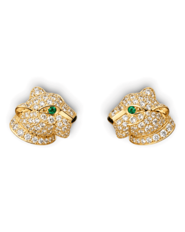 Cartier Aros Botón Panthère Pavé Dorado