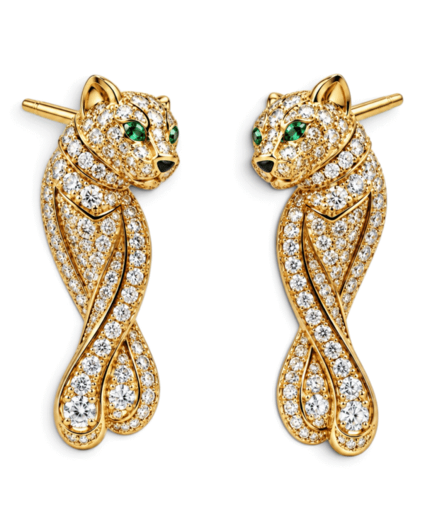 Cartier Aros Panthère Largos Pavé Dorado Cartier Aros Panthère Largos Pavé Dorado