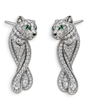 Cartier Aros Panthère Largos Pavé Plateado