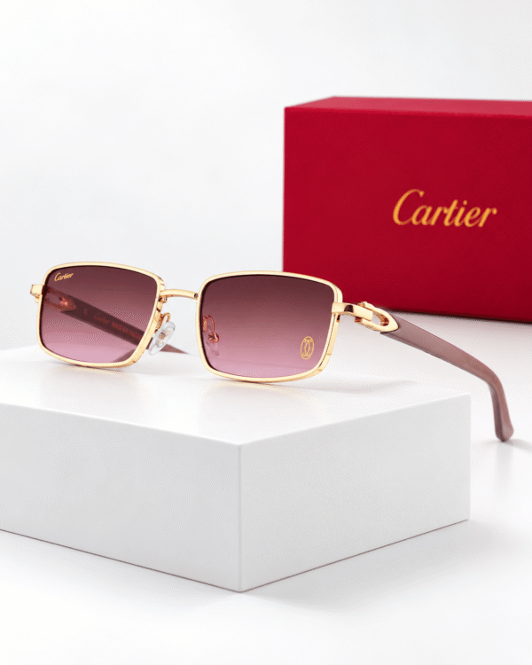 Cartier Lentes de sol Rectangular de Marco Dorado - vista 2 Cartier Lentes de sol Rectangular de Marco Dorado - vista 2
