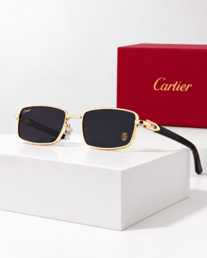 Cartier Lentes de sol Rectangular de Marco Dorado