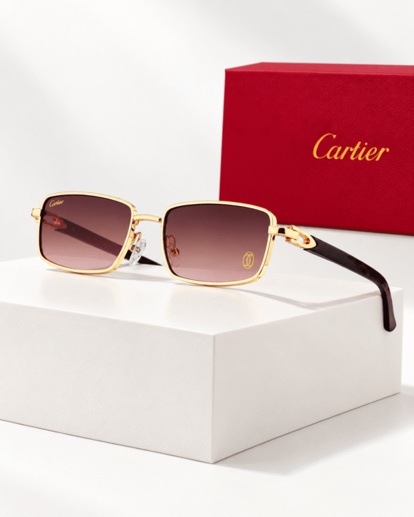 Cartier Lentes de sol Rectangular de Marco Dorado - vista 4 Cartier Lentes de sol Rectangular de Marco Dorado - vista 4