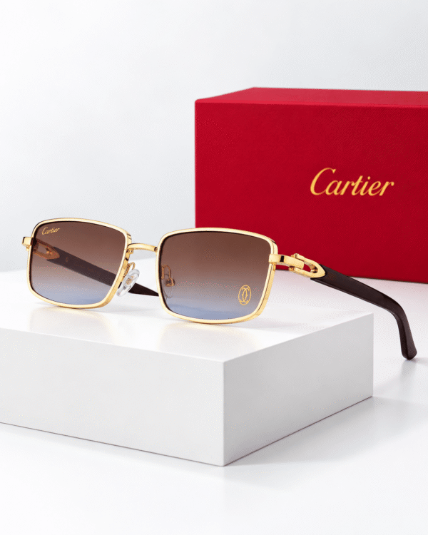 Cartier Lentes de sol Rectangular de Marco Dorado - vista 5 Cartier Lentes de sol Rectangular de Marco Dorado - vista 5