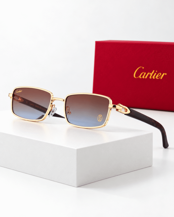 Cartier Lentes de sol Rectangular de Marco Dorado - vista 6 Cartier Lentes de sol Rectangular de Marco Dorado - vista 6