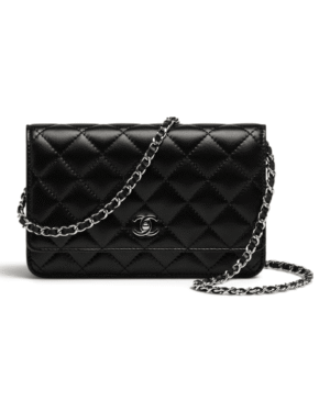 Chanel Bolso Crossbody Wallet Negro Plateado