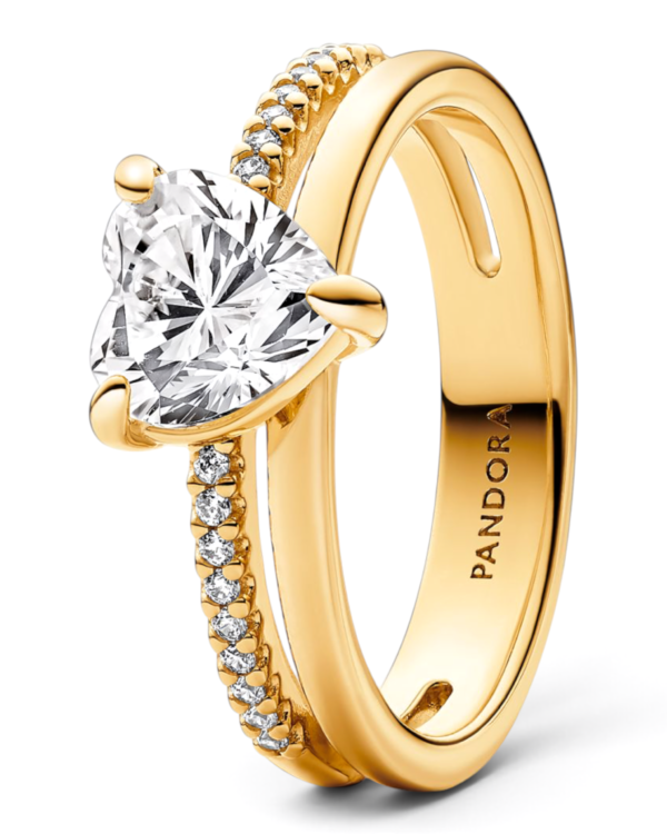 Pandora Anillo Corazón Doble Banda Dorado | envío gratis a todo Chile