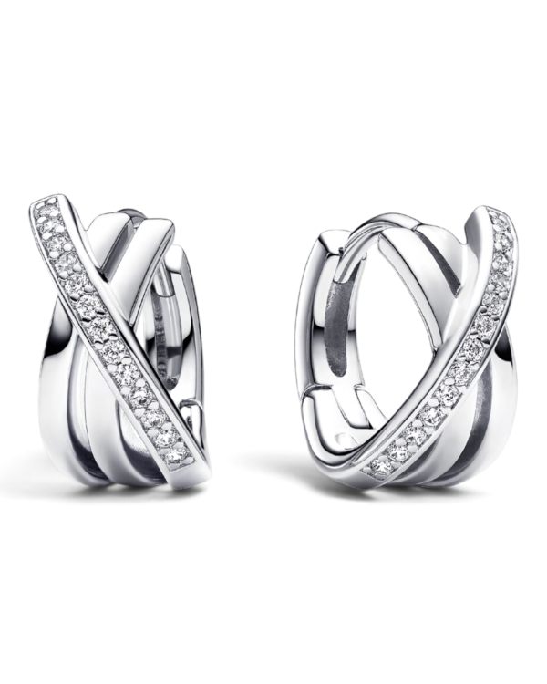 Pandora Aros Argolla Pavé Cruzado Plateados Pandora Aros Argolla Pavé Cruzado Plateados | envío gratis a todo Chile
