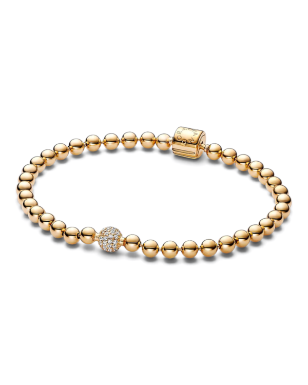Pandora Brazalete de Cuentas y Pavé Dorado | envío gratis a todo Chile