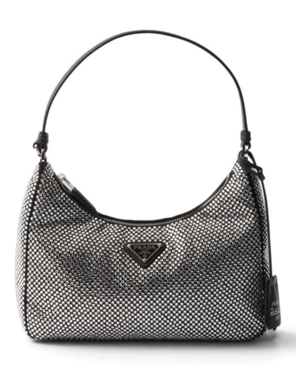 Prada Bolso Re-Edition 2000 Negro Plateado Brillante Prada Bolso Re-Edition 2000 Negro Plateado Brillante