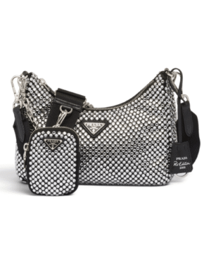 Prada Bolso Re-Edition 2005 Negro Plateado Brillante