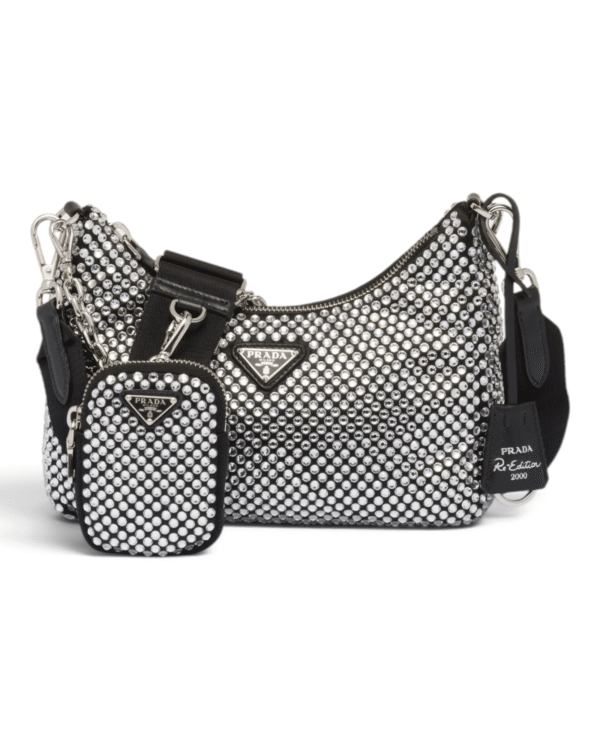 Prada Bolso Re-Edition 2005 Negro Plateado Brillante Prada Bolso Re-Edition 2005 Negro Plateado Brillante