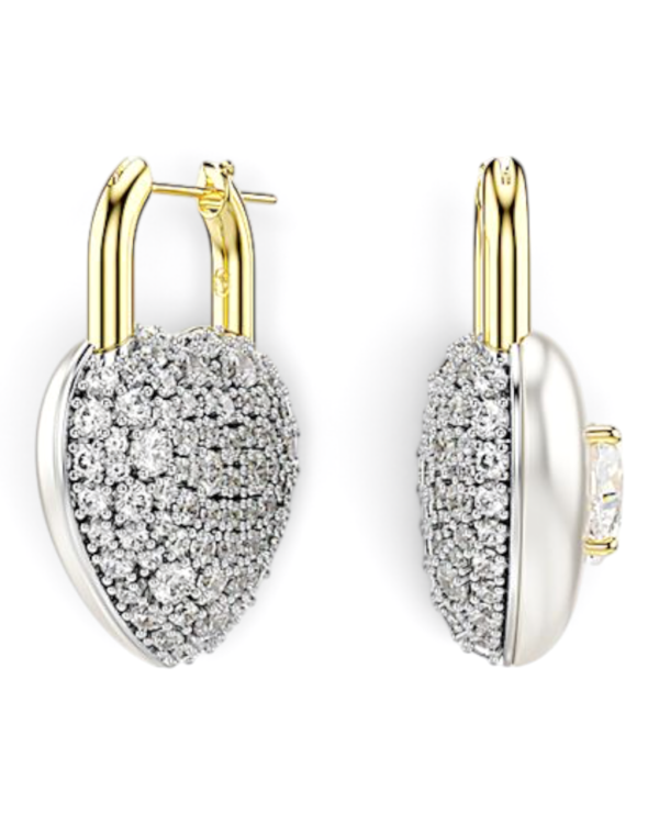 Swarovski Aros Idyllia Candado de Corazón Plateados con Dorado Swarovski Aros Idyllia Candado de Corazón Plateados con Dorado | envío gratis a todo Chile