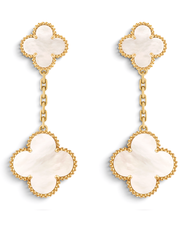 Van Cleef & Arpels Aros Magic Alhambra 2 Motivos Blancos con Dorado | envío gratis a todo Chile