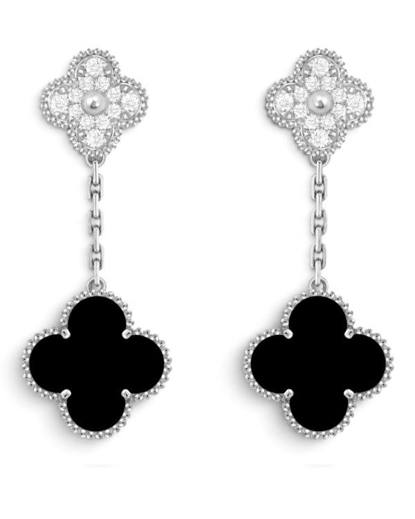 Van Cleef & Arpels Aros Magic Alhambra 2 Motivos Negros con Plateado Van Cleef & Arpels Aros Magic Alhambra 2 Motivos Negros con Plateado | envío gratis a todo Chile