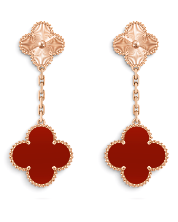 Van Cleef & Arpels Aros Magic Alhambra 2 Motivos Rojos con Rosegold | envío gratis a todo Chile