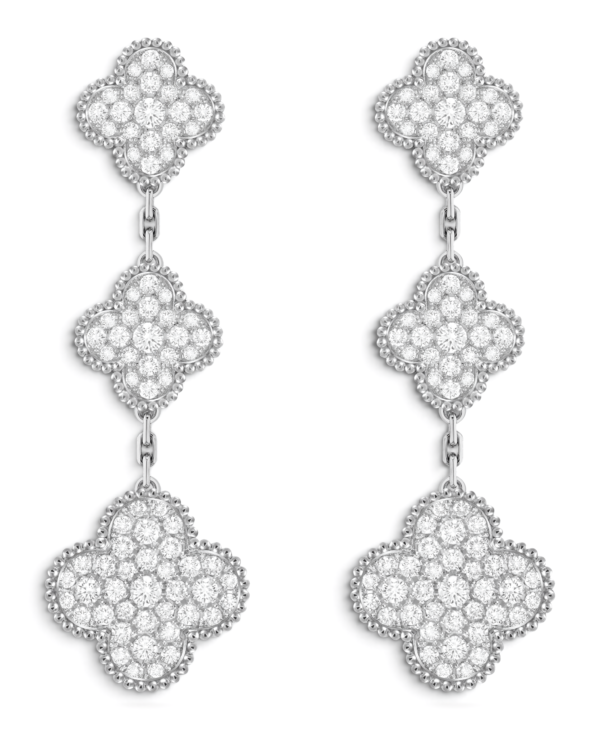 Van Cleef & Arpels Aros Magic Alhambra 3 Motivos Plateados con Circonitas Van Cleef & Arpels Aros Magic Alhambra 3 Motivos Plateados con Circonitas | envío gratis a todo Chile