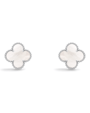 Van Cleef & Arpels Aros Vintage Alhambra Blancos con Plateado Van Cleef & Arpels Aros Vintage Alhambra Blancos con Plateado | envío gratis a todo Chile