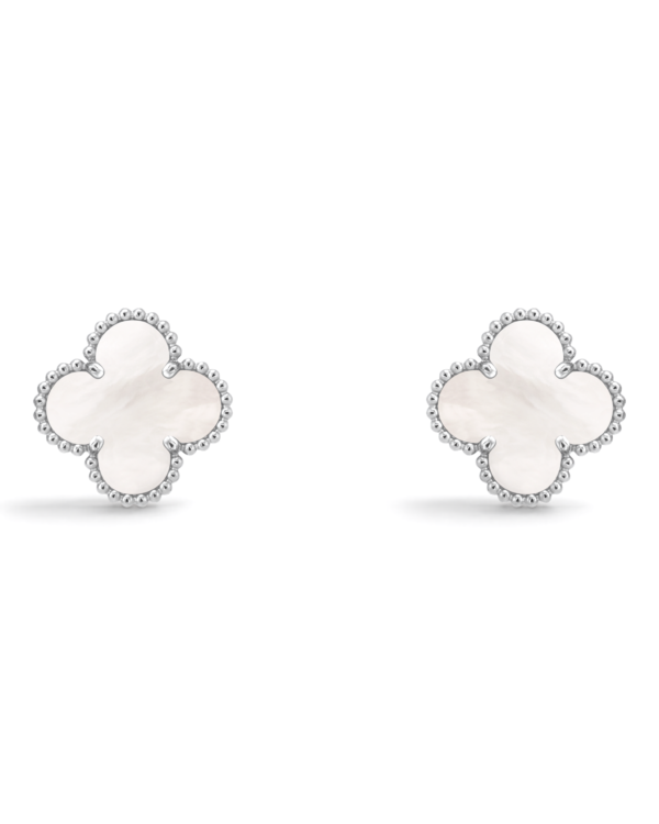 Van Cleef & Arpels Aros Vintage Alhambra Blancos con Plateado Van Cleef & Arpels Aros Vintage Alhambra Blancos con Plateado | envío gratis a todo Chile