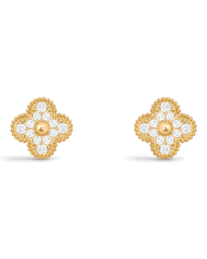 Van Cleef & Arpels Aros Vintage Alhambra Dorados con Circonitas Van Cleef & Arpels Aros Vintage Alhambra Dorados con Circonitas | envío gratis a todo Chile