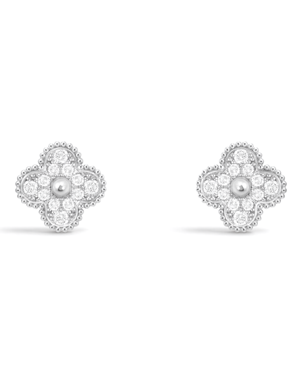 Van Cleef & Arpels Aros Vintage Alhambra Plateados con Circonitas | envío gratis a todo Chile
