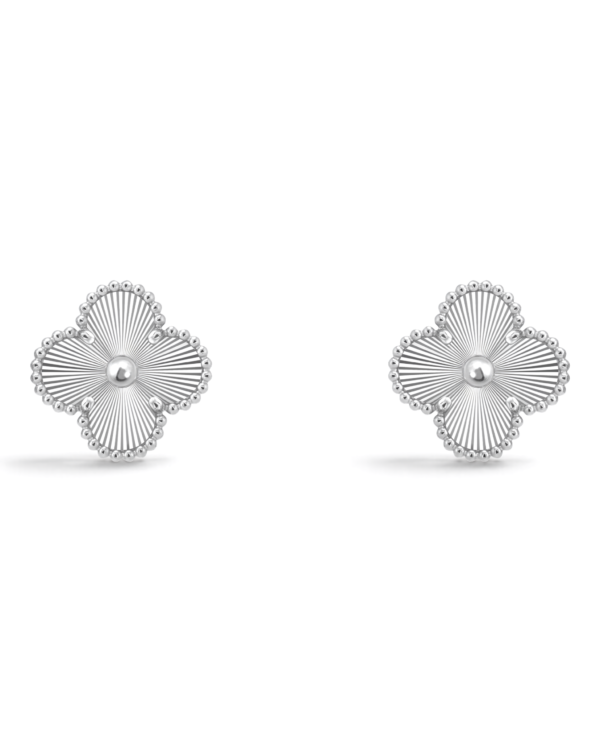 Van Cleef & Arpels Aros Vintage Alhambra Plateados Texturados | envío gratis a todo Chile