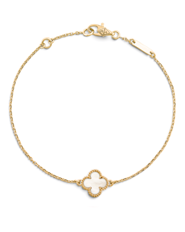 Van Cleef & Arpels Brazalete Sweet Alhambra 1 Motivo Dorado con Blanco Van Cleef & Arpels Brazalete Sweet Alhambra 1 Motivo Dorado con Blanco | envío gratis a todo Chile