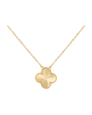 Van Cleef & Arpels Collar Alhambra Ref. AXL20 Van Cleef & Arpels Collar Alhambra Ref. AXL20: trébol dorado con estrías sobre cadena dorada