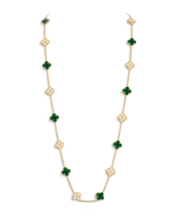 Van Cleef & Arpels Collar Sautoir Vintage Alhambra 20 Motivos Dorado con Verde Van Cleef & Arpels Collar Sautoir Vintage Alhambra 20 Motivos Dorado con Verde | envío gratis a todo Chile