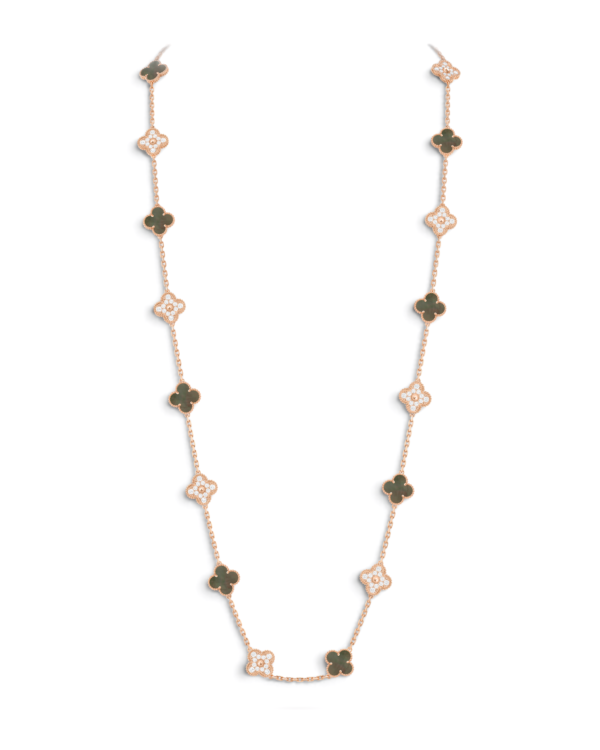 Van Cleef & Arpels Collar Sautoir Vintage Alhambra 20 Motivos Gris y Rosegold | envío gratis a todo Chile