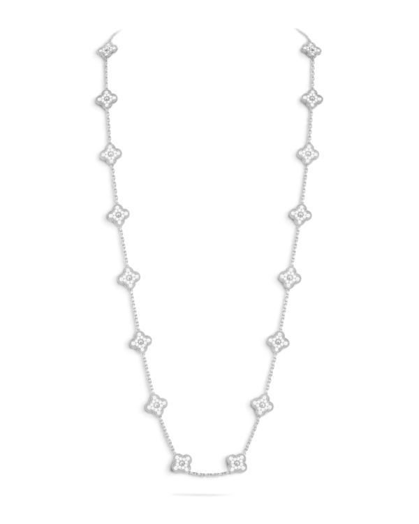 Van Cleef & Arpels Collar Sautoir Vintage Alhambra 20 Motivos Plateado con Circonitas Van Cleef & Arpels Collar Sautoir Vintage Alhambra 20 Motivos Plateado con Circonitas | envío gratis a todo Chile
