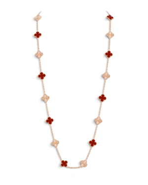Van Cleef & Arpels Collar Sautoir Vintage Alhambra 20 Motivos Rojo y Rosegold | envío gratis a todo Chile