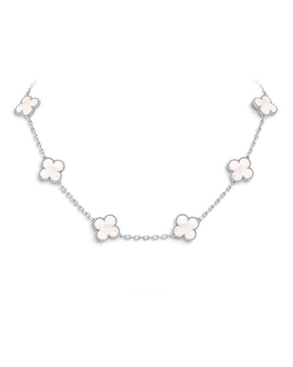 Van Cleef & Arpels Collar Vintage Alhambra 10 Motivos Blanco con Plateado | envío gratis a todo Chile
